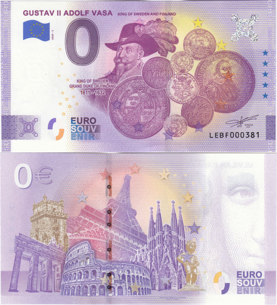 0 Euro Suomi - Gustav II Adolf Vasa